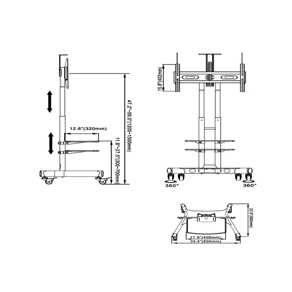 TF-1500S Mobile TV Cart - Image 3