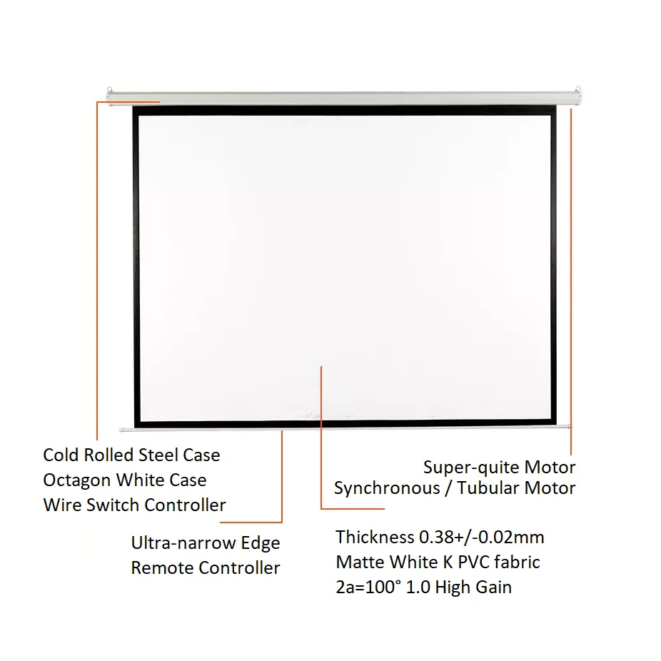 BEETEC TF-MPS120 MOTORIZED PROJECTOR SCREEN 120" - Image 6