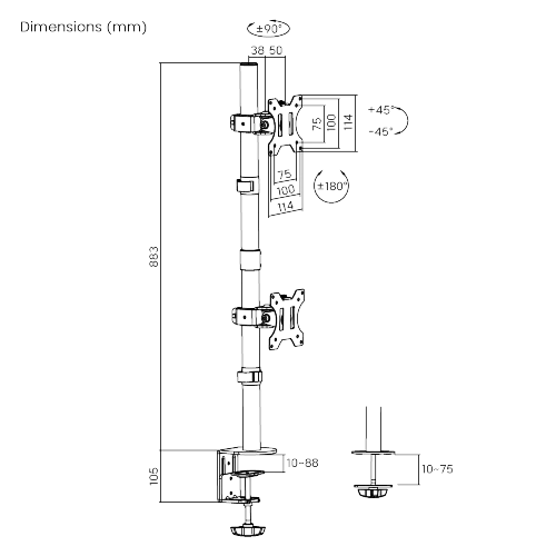 LDT12-C02V Articulating Monitors Stand - Image 2