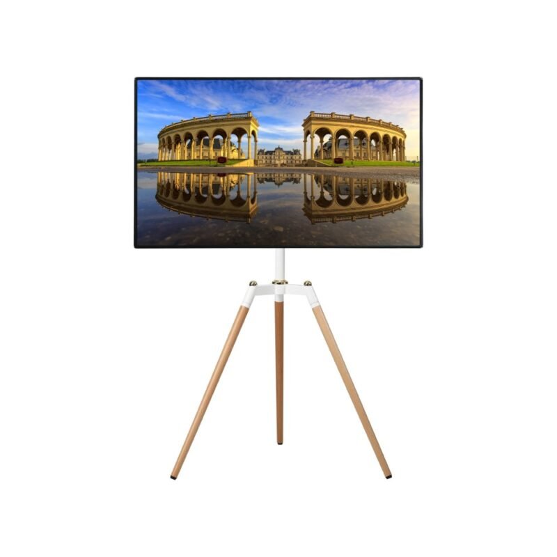 beetec tripod tv stand with wooden legs white color
